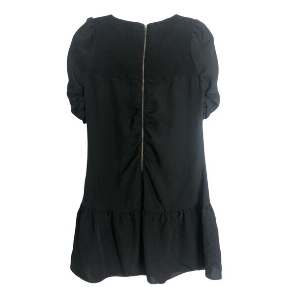 Kimchi Blue Urban Outfitters Smocked Ruched Sleeved Dress Black Women Medium - Picture 4 of 5